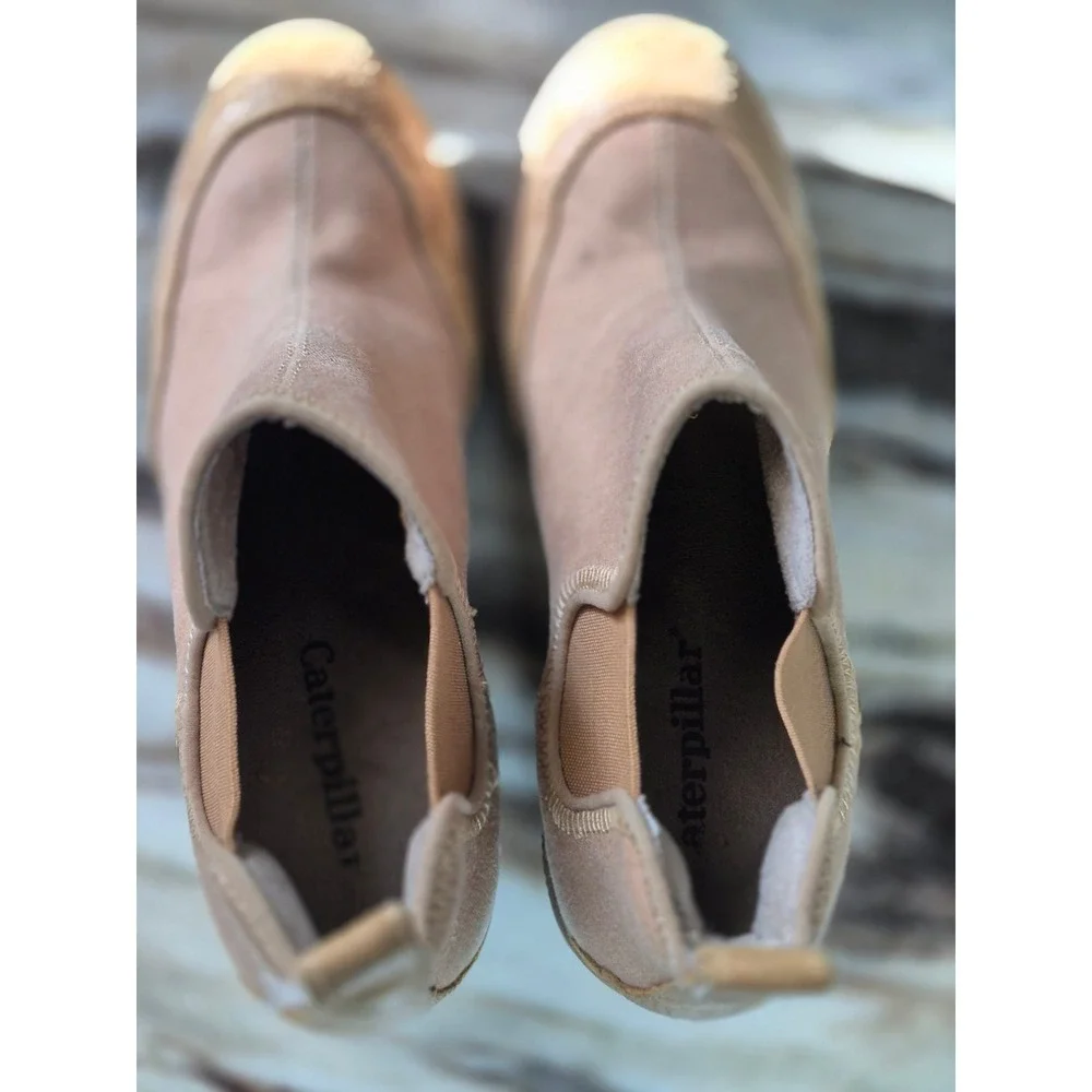 Caterpillar CAT Tan Textile Wedge Ankle Boots Womens‎ 7 Pull On Gorpcore Utility